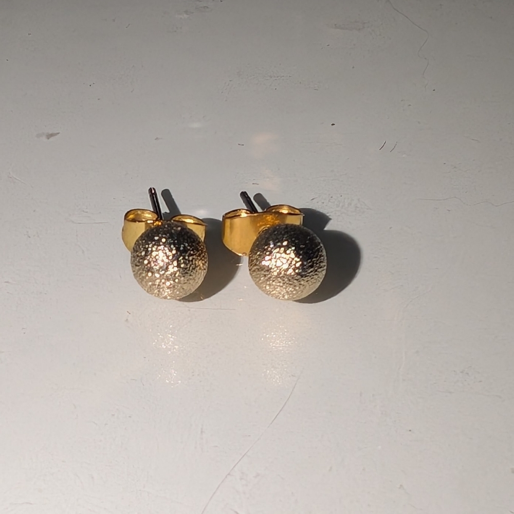 Gold Textured Stud Earrings